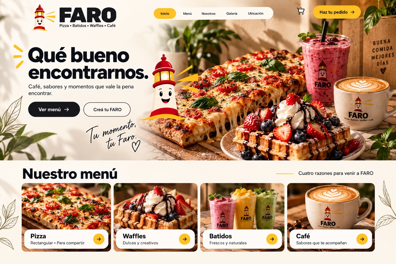 FARO · Pizza, Batidos, Waffles, Café